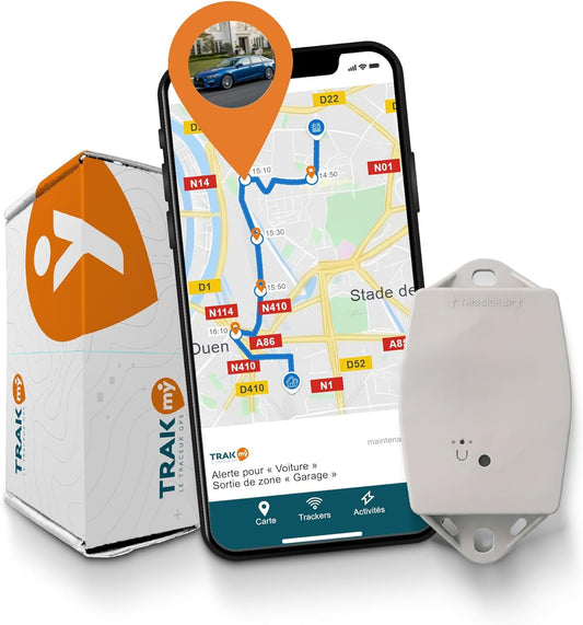 GPS-tracker Maxi wit – auto en motorfiets – looptijd van 5 jaar – discrete tracking zonder opladen – abonnement via de app vereist – ideaal voor voertuigen, aanhangers, boten, scheepswerven