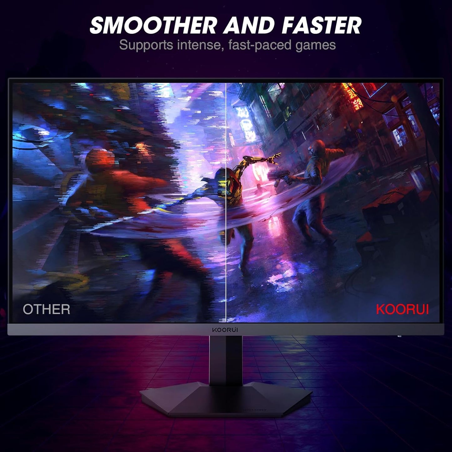 KOORUI 27 inch Gaming Monitor, PC Screen 240Hz, FHD, 1ms, Adaptive Sync (1920 x 1080p, DCI-P3 90%, SRGB 100%, HDMI, DisplayPort, VESA 75x75) - QUORE