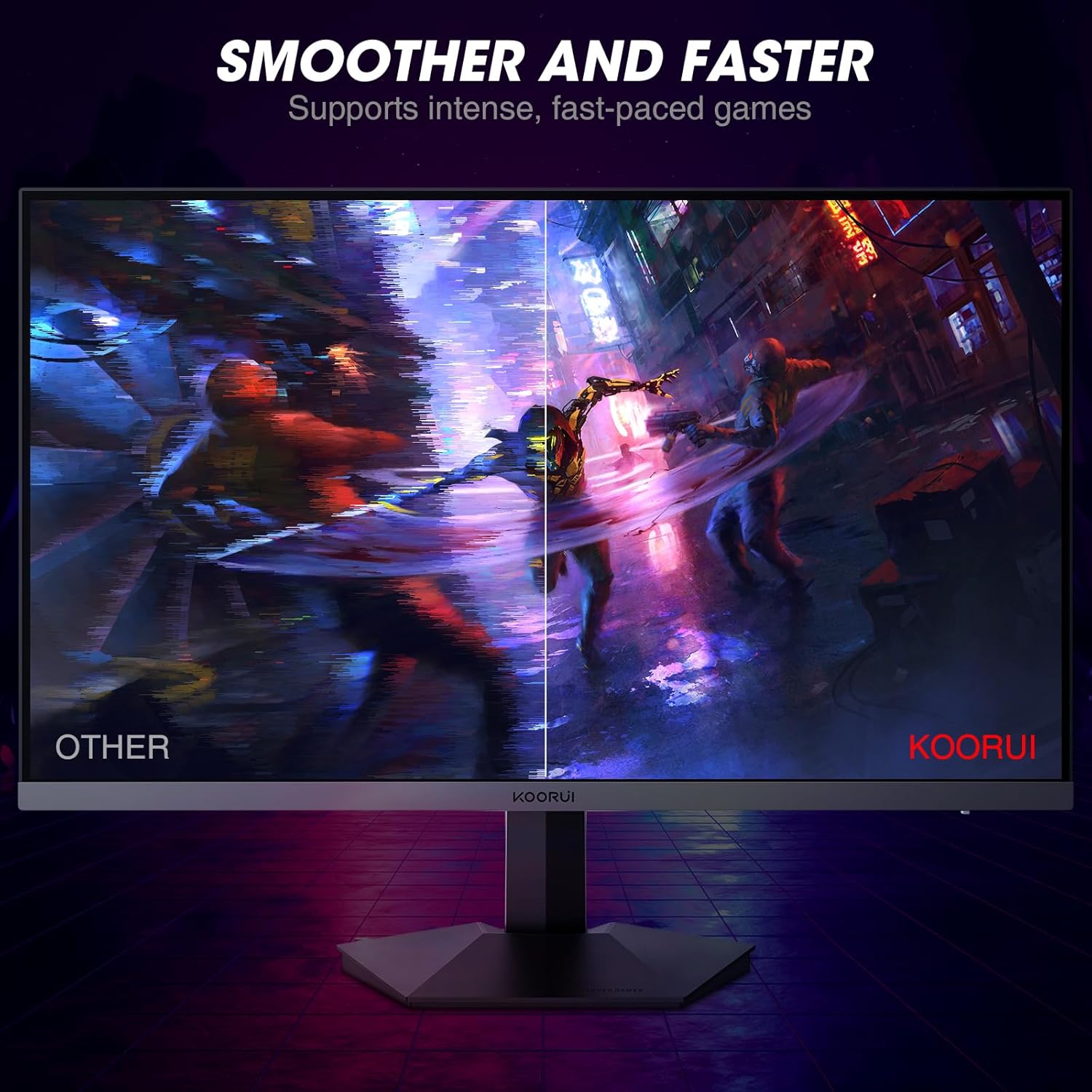 KOORUI 27 inch Gaming Monitor, PC Screen 240Hz, FHD, 1ms, Adaptive Sync (1920 x 1080p, DCI-P3 90%, SRGB 100%, HDMI, DisplayPort, VESA 75x75) - QUORE