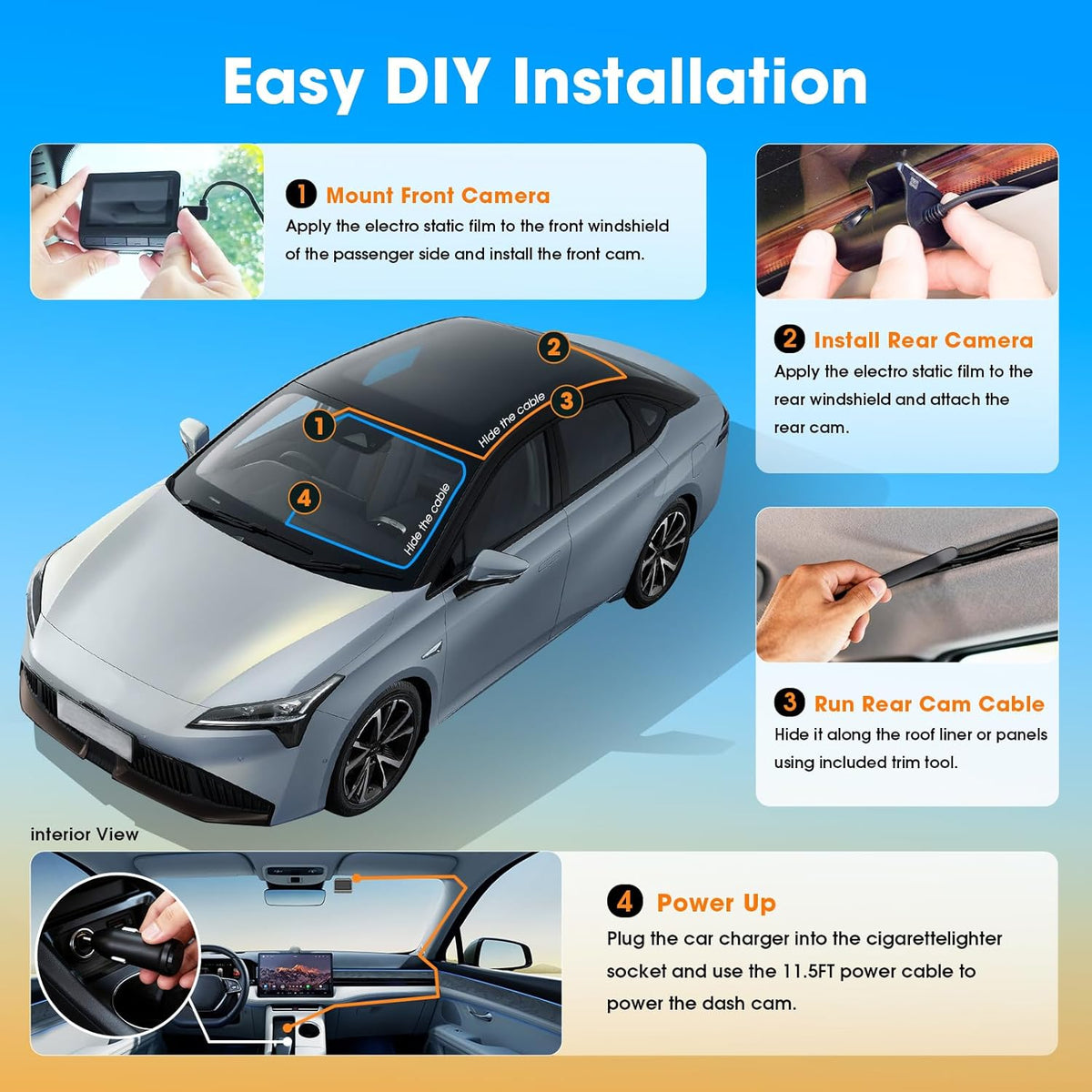 Dashcam Auto Voor En Achter – Autocamera – Rijcamera – Dashboardcamera – Dubbele Dashcam – 4K Voor + 1080p Achter – Full Colour Nachtzicht