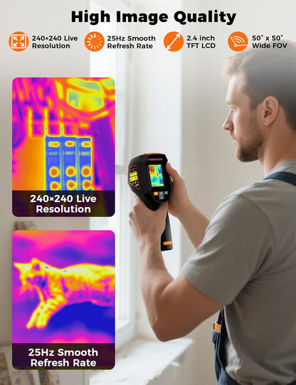 3 IN 1 Thermal Camera -20-550°C/-4~1022°F, 25 Hz Thermische Camera 15 kleurenpaletten, 240 x 240 resolutie Handheld Warmtebeeldcamera, Infrared Camera, Infrarood Camera