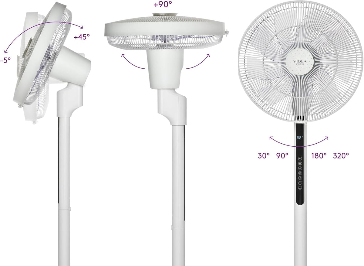 Staande ventilator – Vloerventilator, Voetventilator, Statiefventilator, Ventilator op voet – 25 dB Slaapstand – 32 Snelheden, 320° Oscillatie