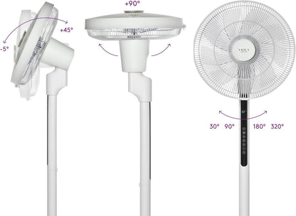 Staande ventilator – Vloerventilator, Voetventilator, Statiefventilator, Ventilator op voet – 25 dB Slaapstand – 32 Snelheden, 320° Oscillatie