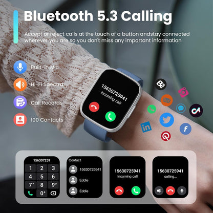 Smartwatch voor dames en heren, 1,83 inch HD touchscreen, 20 dagen batterijduur, fitnesshorloge met hartslagmeter, slaapmonito, stappenteller, bluetooth-oproepfunctie, 112+ sportmodi, IP68 waterdicht