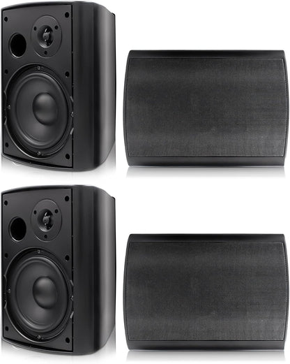 Herdio 6,5 inch Bluetooth buitenluidsprekers – luidspreker 800 W – buitenluidspreker met bron stereo versterkerbox, ideaal voor terras, tuin, veranda (4 zwart)