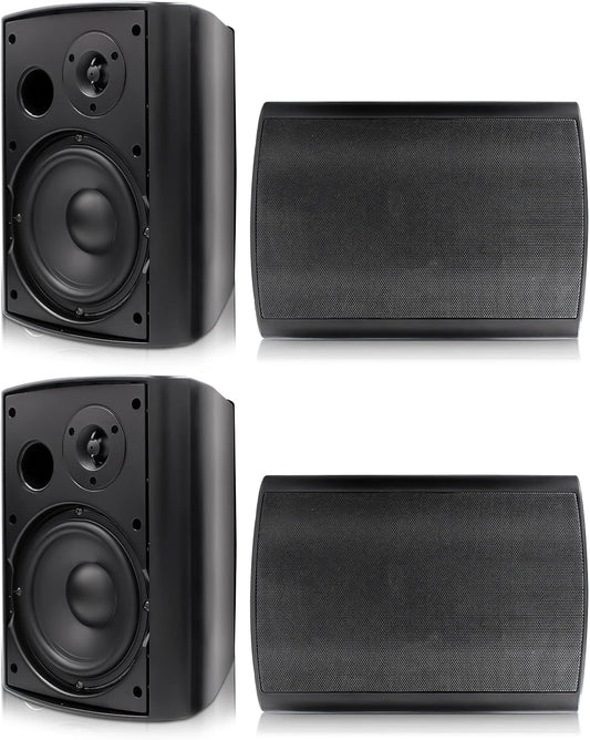 Herdio 6,5 inch Bluetooth buitenluidsprekers – luidspreker 800 W – buitenluidspreker met bron stereo versterkerbox, ideaal voor terras, tuin, veranda (4 zwart)