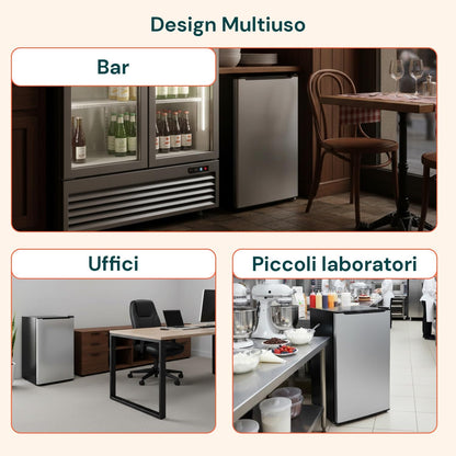 Wintem - Vriezer 80 l met laden, 3 uitneembare vakken en elegante zilveren deur, compacte structuur van 47 x 44,5 x 83,5 cm, eenvoudig te plaatsen en perfect als verticale vriezer - QUORE