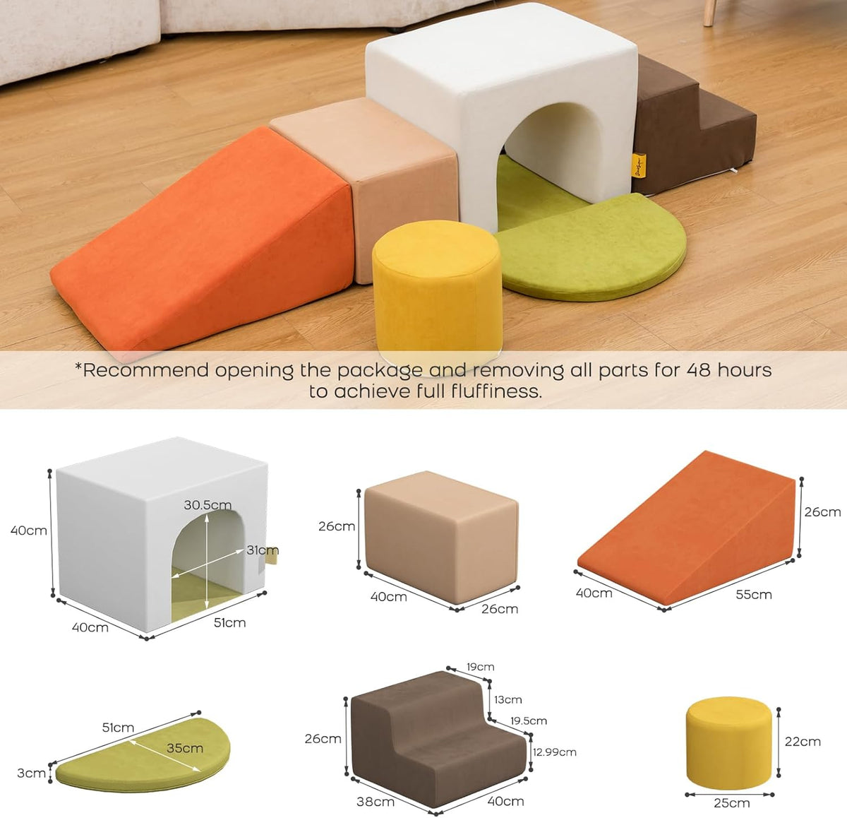 BanaSuper Kids Zachte Speelset, Schuimrubberen Klimblokken voor Kinderen, baby, Soft Climber, Indoor Hindernisbaan van Schuimrubber, voor Kleine Kinderen, Montessori-speelgoed