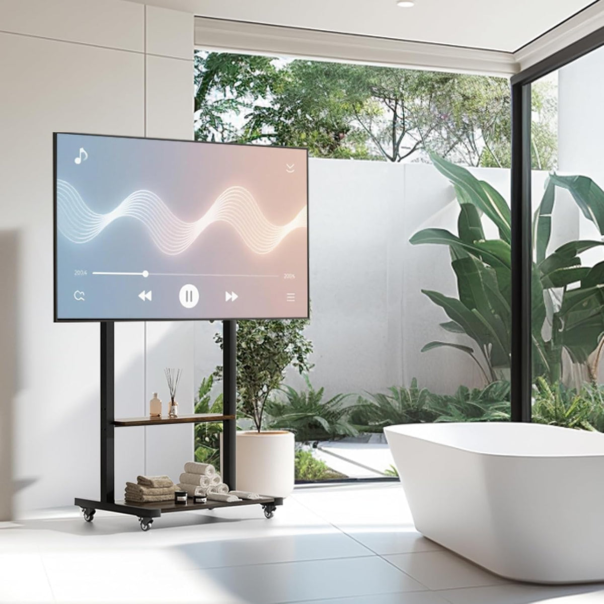 unho Tv-standaard, televisiestandaard met AV-planken voor 40-86 inch televisie