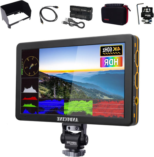 ANDYCINE T6 6 inch camera monitor aluminum shell 4K 60Hz HDMI HDR 1920x1080 all waveform, 3D lut with battery and carrying case - QUORE