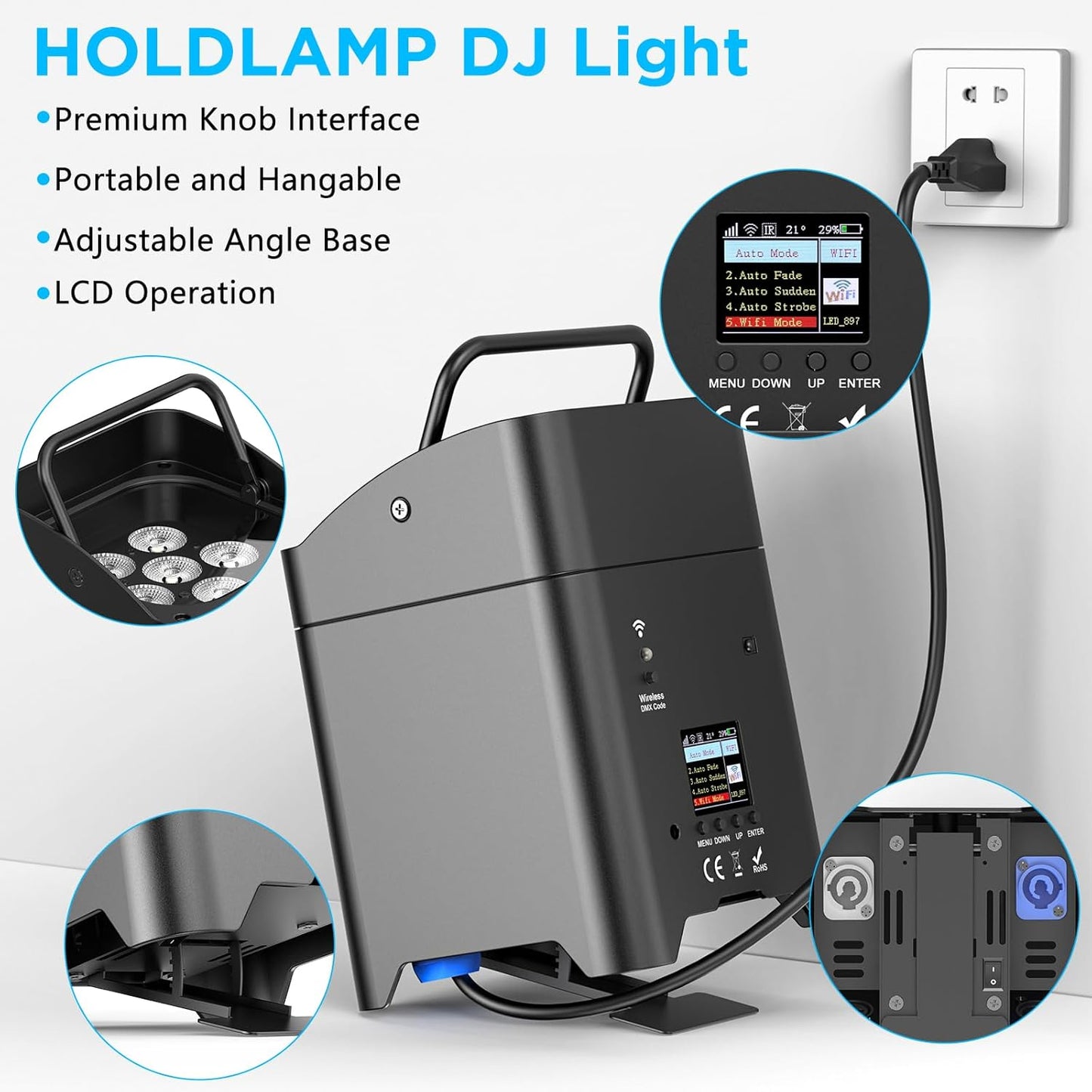 108 W batterij LED Par schijnwerper APP (IOS- en Android), oplaadbare RGBWA + UV podiumlicht uplight outdoor met afstandsbediening/DMX-discolicht voor DJ party bar bruiloft verjaardag