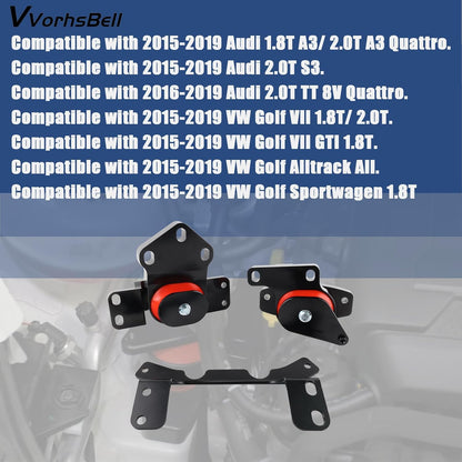 Motorsteunset compatibel met VW Golf GTI MK7 MKVII & Audi A3 8V S3 TT MQB Platform Motor Transmissie Mount