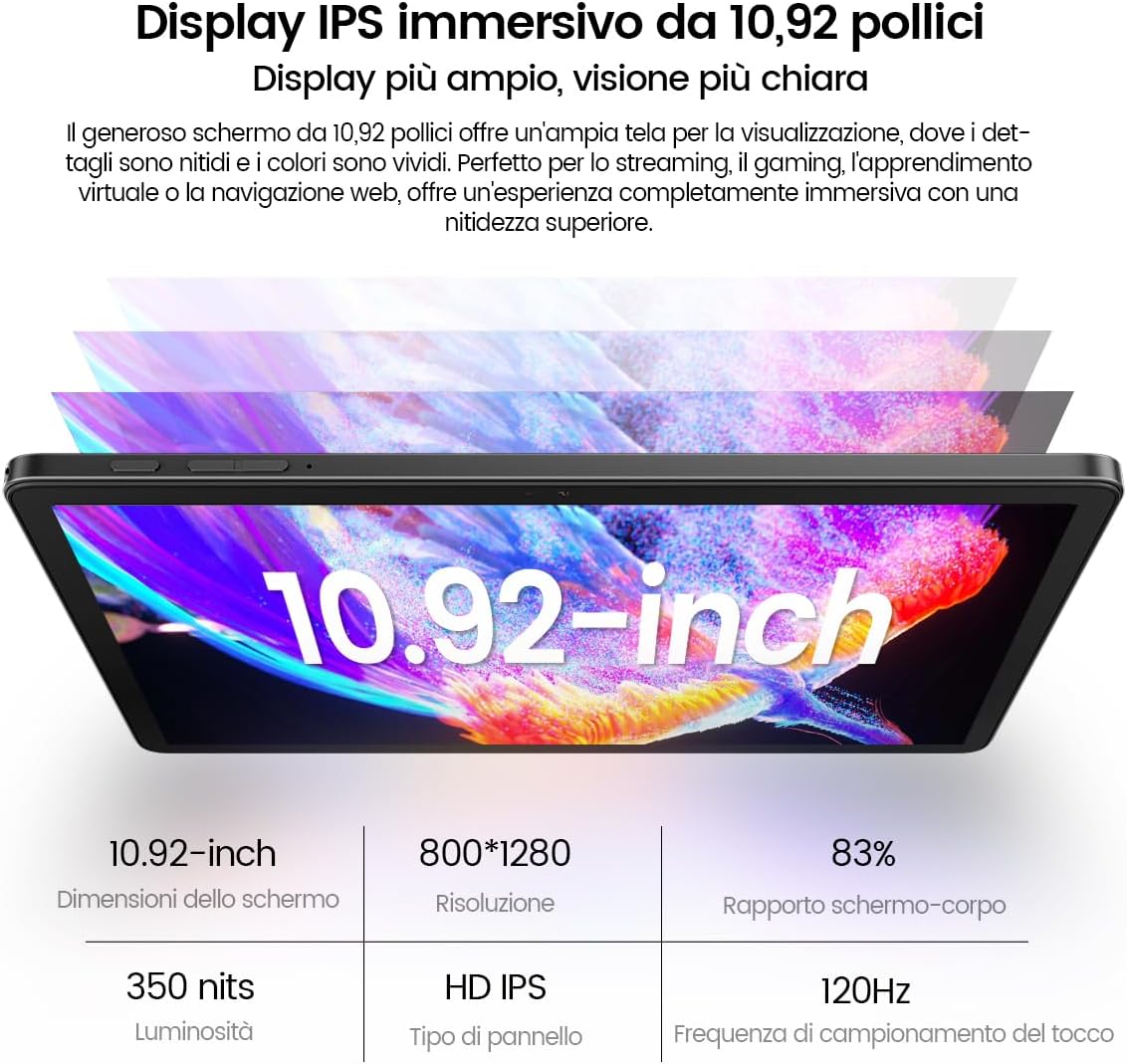 OSCAL Tablet 27,9 cm (11 inch), Android 14, 4G LTE + 5G WLAN, 24 GB RAM + 128 GB (2 TB uitbreidbaar) | 120 Hz HD-display | Octa-Core | 13 MP camera | pc-modus | Widevine L1 | GPS | accu 7700 mAh