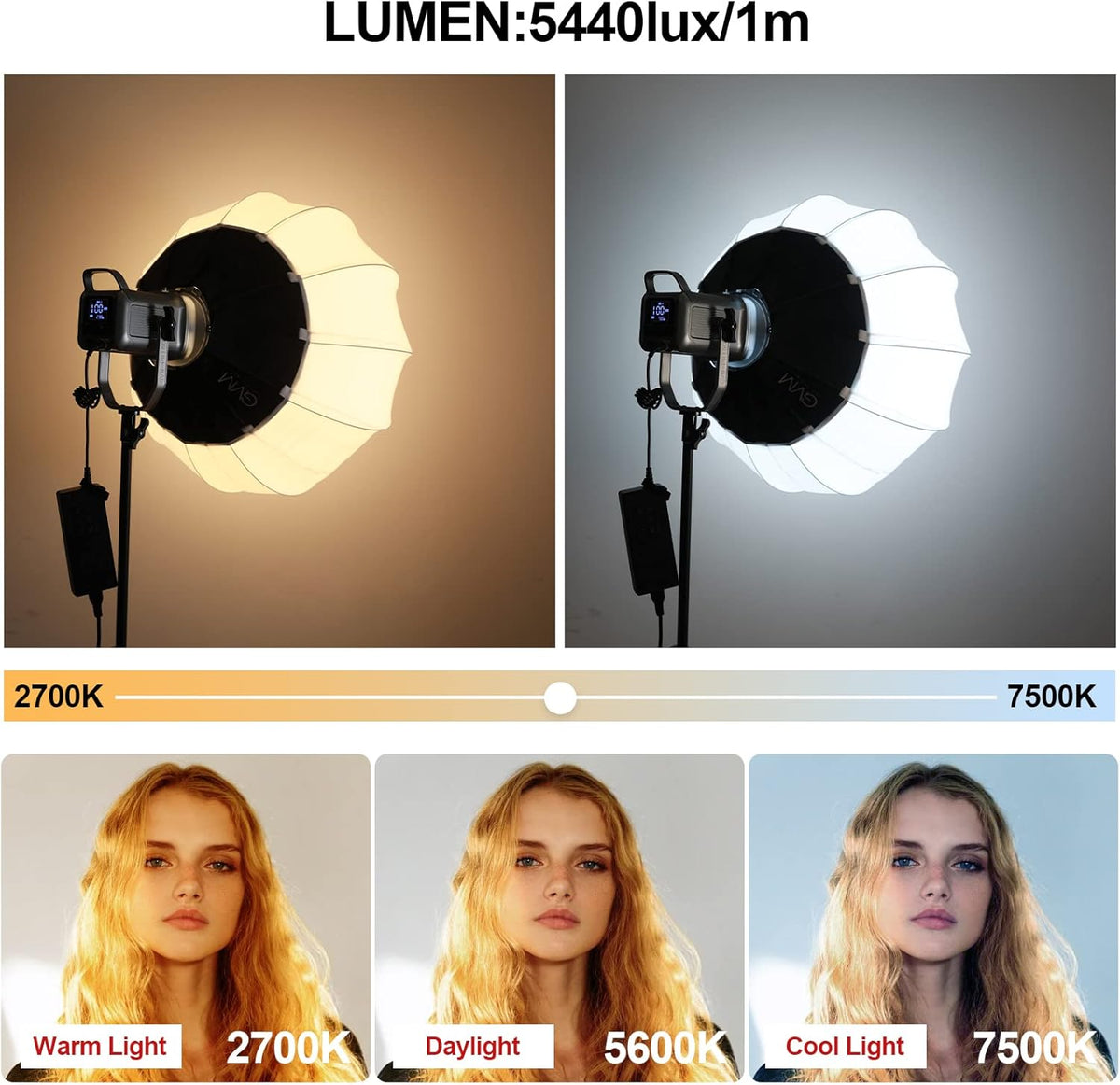 GVM 150W RGB videolamp met softbox, 2700K~7500K fotografie continu licht, LED videoverlichting met 8 lichtscènes, Bowens LED studiolamp voor YouTube streaming, studiofotografieverlichting