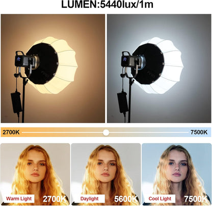 GVM 150W RGB videolamp met softbox, 2700K~7500K fotografie continu licht, LED videoverlichting met 8 lichtscènes, Bowens LED studiolamp voor YouTube streaming, studiofotografieverlichting