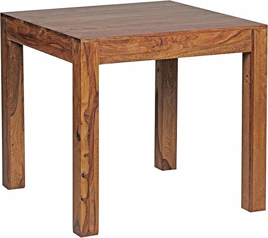 FineBuy Dining Table Sheesham Solid Wood 80 x 76 x 80 cm Kitchen Table | Table Dining Room Living Room Square | Wooden Table Small - QUORE