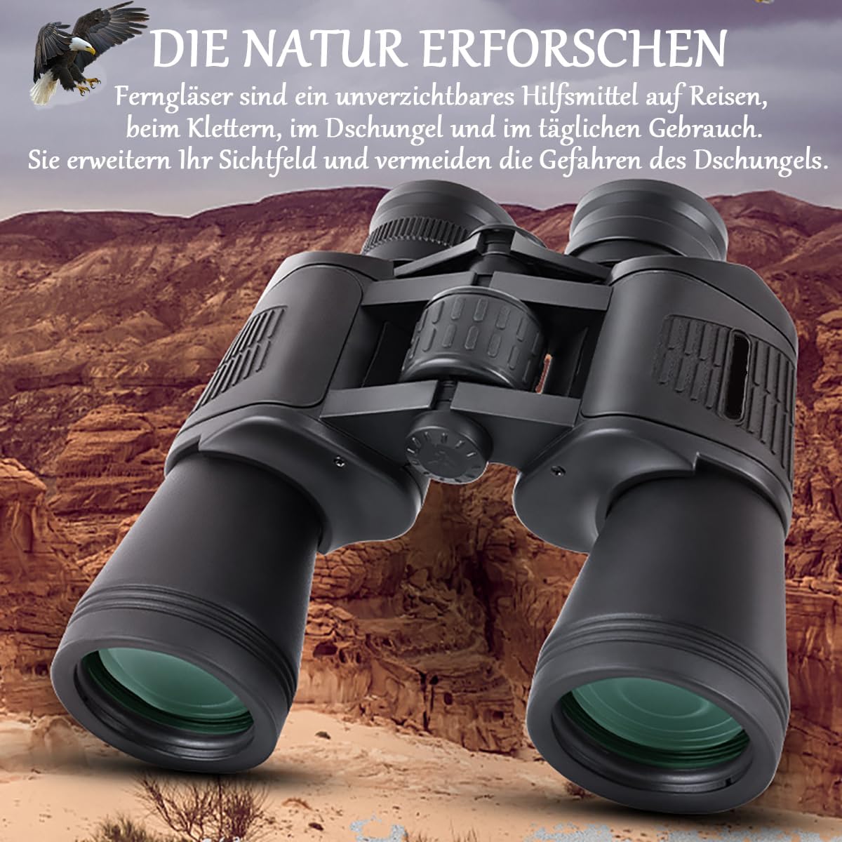 Verrekijker voor volwassenen, 20 x 50,27 mm, oculair HD-verrekijker met nachtzicht, FMC-lens, veldsteker en draagtas, duurzaam, schokbestendig, breed gezichtsveld voor sport, natuurobservatie,