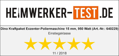Dino Kraftpaket, 15-950 W, excentrische polijstmachine, 12-traps, met LCD-display en geheugenfunctie, set met polijstspons, polijstschijf, tas voor auto, boot, XL-HUB