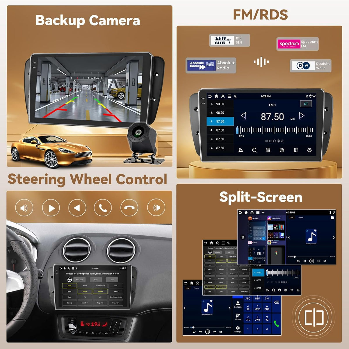 Android Autoradio – Multimedia Systeem – Inbouw Radio – Navigatie Unit – CarPlay Radio – 9 Inch Touchscreen – Draadloze CarPlay & Android Auto – Achteruitrijcamera & Bluetooth Handsfree
