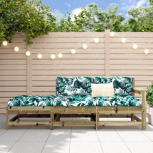 3-delige loungeset van grenenhout, geïmpregneerd tuinmeubelset, outdoor balkonset, terrasmeubels, tuinlounge, zitgroep voor terras, balkon, tuin -B - QUORE