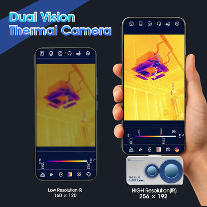 Warmtebeeldcamera HP-H2F6B 640 x 480 Visuele en hoge resolutie, dual spectrum warmtebeeldcamera voor Android, groot temperatuurbereik van 5 °F ~ 1022 °F, zicht-/IR-fusiemodus, USB-C