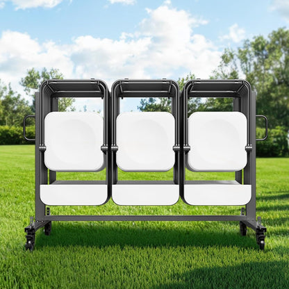 VEVOR Folding Chair Stand, 181 kg Load Capacity, Folding Chair Trolley for 42 Seats or 12 Tables, Multifunctional Chair Trolley with Rubber Wheels and Holders, Large Seat Holder, Matte Black