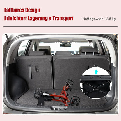 FANTASK Rollator opvouwbaar en licht met zitting, 2-in-1 ruststoel & reisrollator, loophulp 6-voudig in hoogte verstelbaar