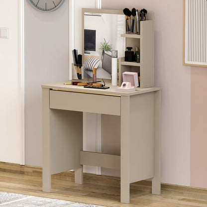 Make-uptafel – Kaptafel – Make-upmeubel – Schminktafel – Opbergmeubel – Compacte Afmetingen 72x40x124 cm – Onderhoudsvriendelijk Melamine Oppervlak (Beige)