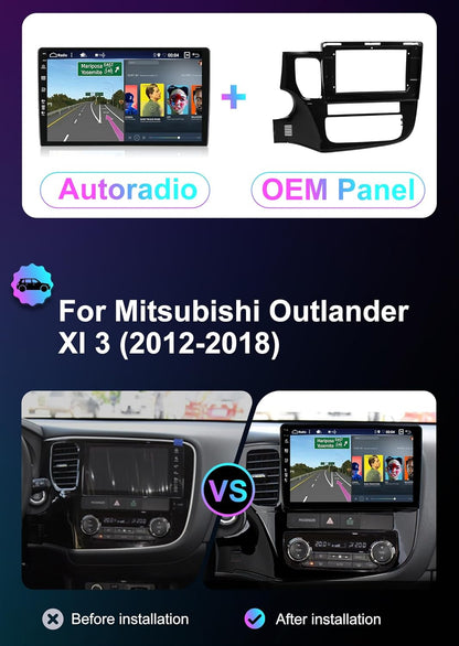 [8GB+256GB] Android 15 2 Din Autoradio for Mitsubishi Outlander (2012-2018)-[Ingebouwd CarPlay/Android auto/DSP/GPS]-IPS 2.5D 10.1 Inch-Camera +MIC-DAB/Stuurbediening/Bluetooth 5.0/Mirror Link