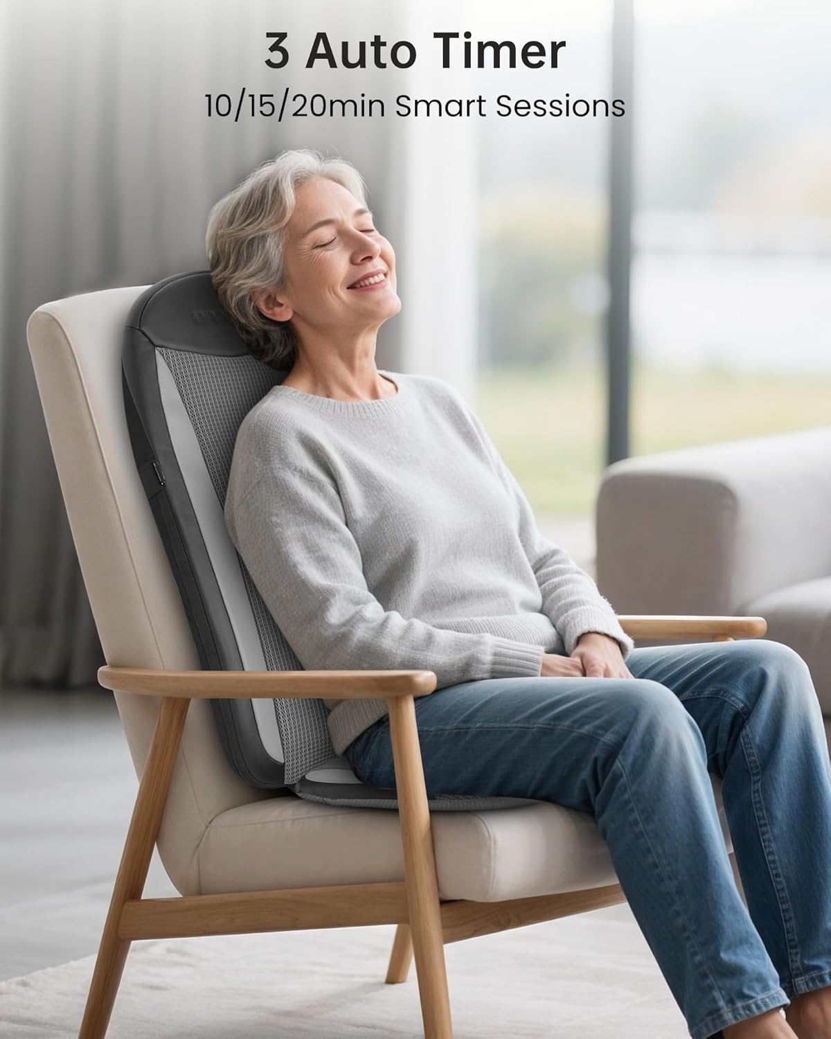 COMFIER Massagestoelkussen, shiatsu massagekussen voor nek en schouders, rugmassageapparaat met warmtefunctie, ontspanning voor de hele rug, geschikt voor kantoor, geschenken