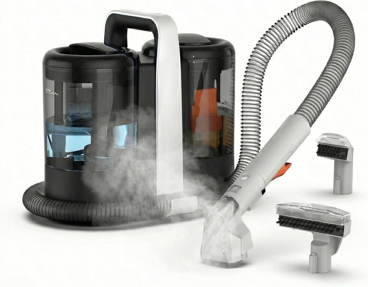 Tapijtreiniger – Vlekkenreiniger – Bankreiniger – Meubelreiniger – Zetelreiniger – Compact Design – 600W Krachtige Motor – 15KPa Zuigkracht – 1,5L Schoonwatertank & 0,7L Vuilwatertank – Lichtgewicht & Draagbaar