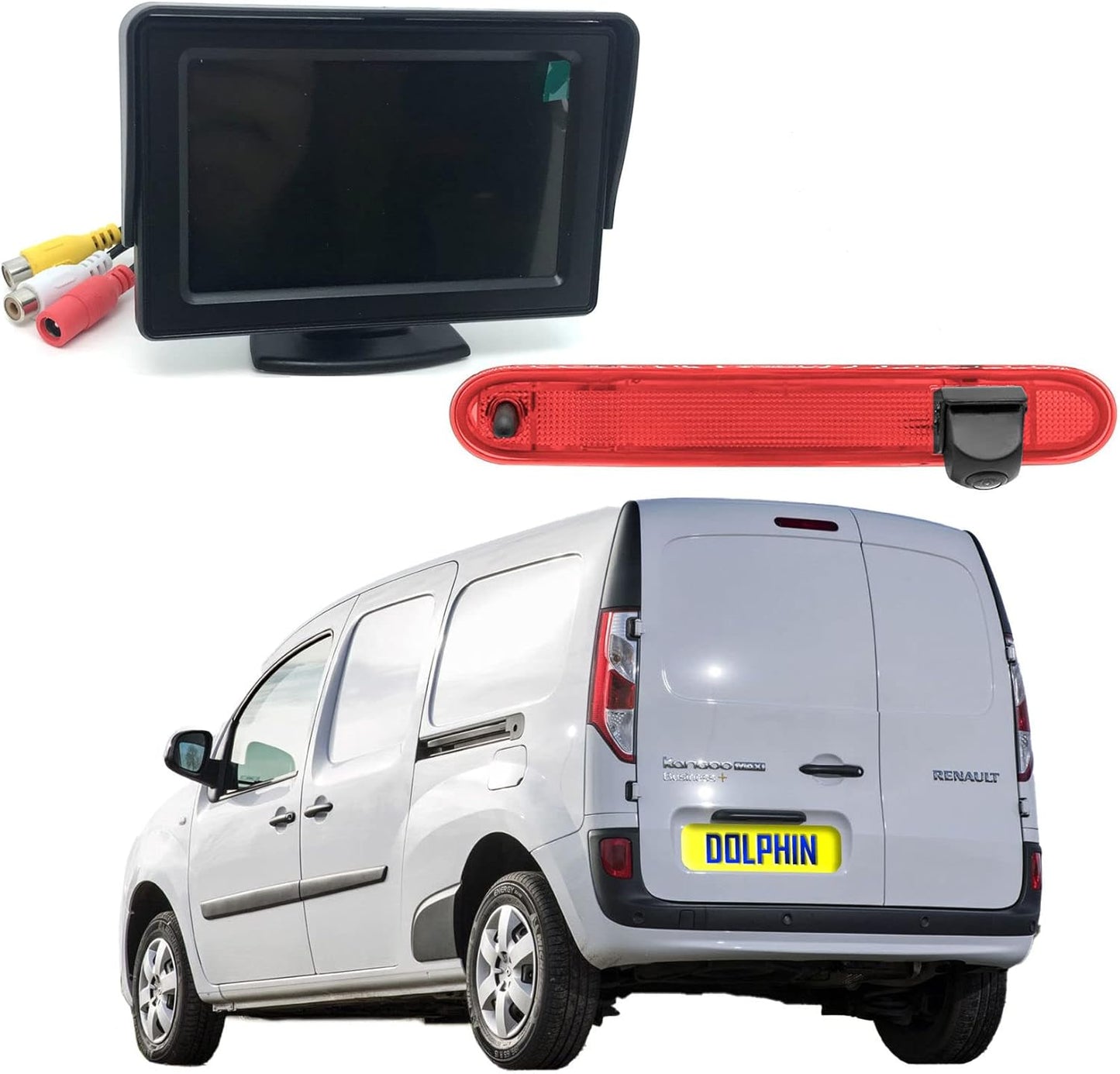 Dolphin Automotive Remlicht achteruitrijcamera voor Renault Kangoo 2007-2021 (camera met 4,3 inch dashboard)