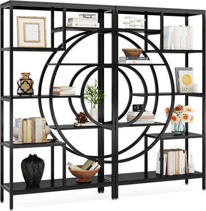 Tribesigns 180.5cm Bookcase Set, Industrial 8 Tier Bookcase, Industrial Etagere Bookcase with Metal Frame, Tall Freestanding Open Storage Cabinets for Home Office, Living Room