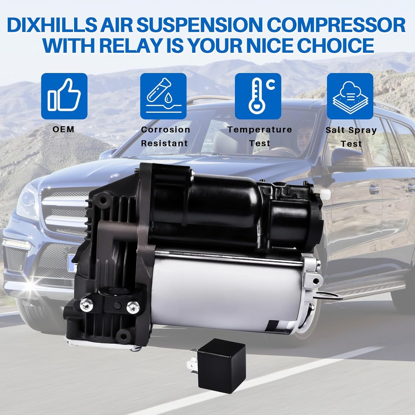 Luchtvering compressor vierwielaandrijving compatibel met GL-klasse X164 GL320 GL350 GL500 M-klasse W164 ML300 ML320 ML450 ML500 vervanging voor 1643200304 A1643200304
