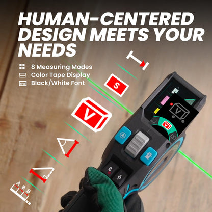 DTX10 3-in-1 digitale meetlint, 100 m oplaadbare lasermeetlint met automatische vergrendeling, directe digitale uitlezing, verlengde laserlijn en incrementele meting, vervangbaar meetlint