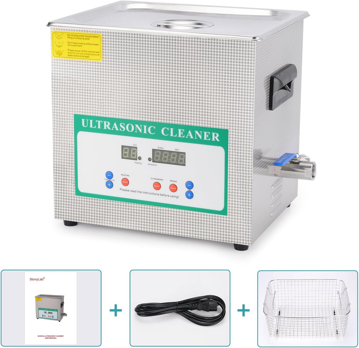 Ultrasoon Reinigingssysteem – Ultrasone Reiniger – Ultrasoon Schoonmaakapparaat – Reinigingsmachine – Ultrasoon Tank – 10 Liter Inhoud – 40 kHz Frequentie – Roestvrij Staal – Instelbare Temperatuur en Timer