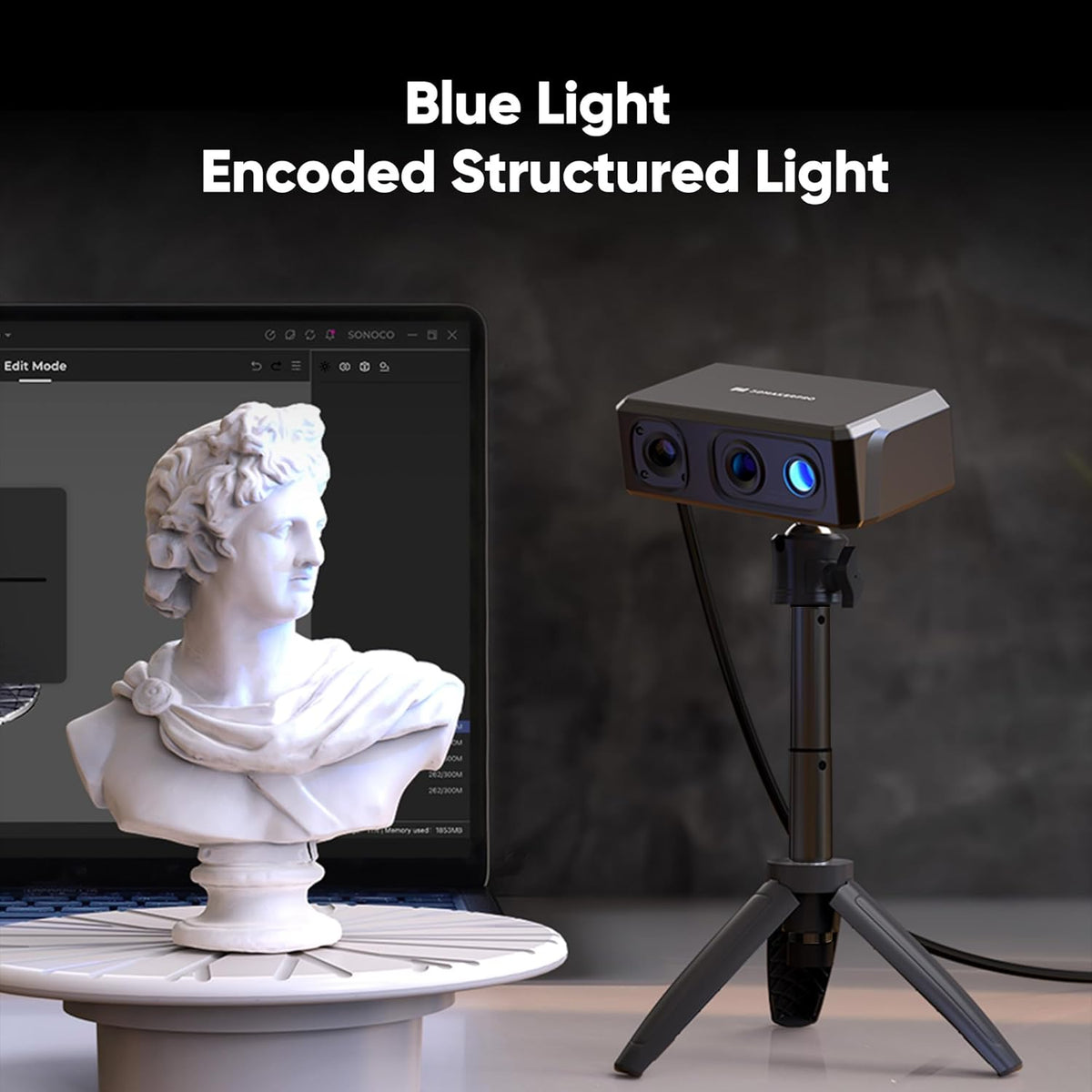 3D-scanner, 24-bits kleurencamera, optische lenzen met anti-shake functie, 0,01 mm nauwkeurigheid en 10 FPS scansnelheid, draagbare 3D-scanner voor 3D-printen, 3DMakerpro Seal Premium Kit