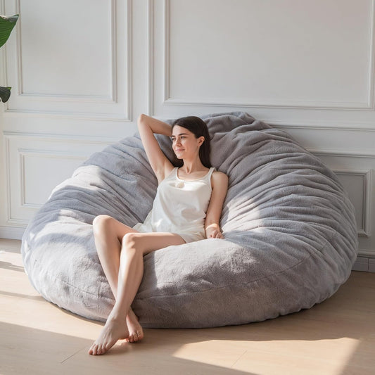 MAXYOYO Zitzakbed in grijs, vierkante stoelbank met pluizige pluche hoes en vulling - ideaal voor volwassenen, koppels en gasten - groot formaat 180 x 180 cm