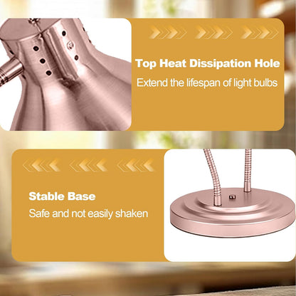 2 stuks voedselwarmtelamp, 360° verstelbare slang-voedselverwarmer, 2 x 250 W, infrarood voedselwarmer, warmtelamp, tot 70 cm uittrekbaar, voor buffetkeukens, restaurants en hotels