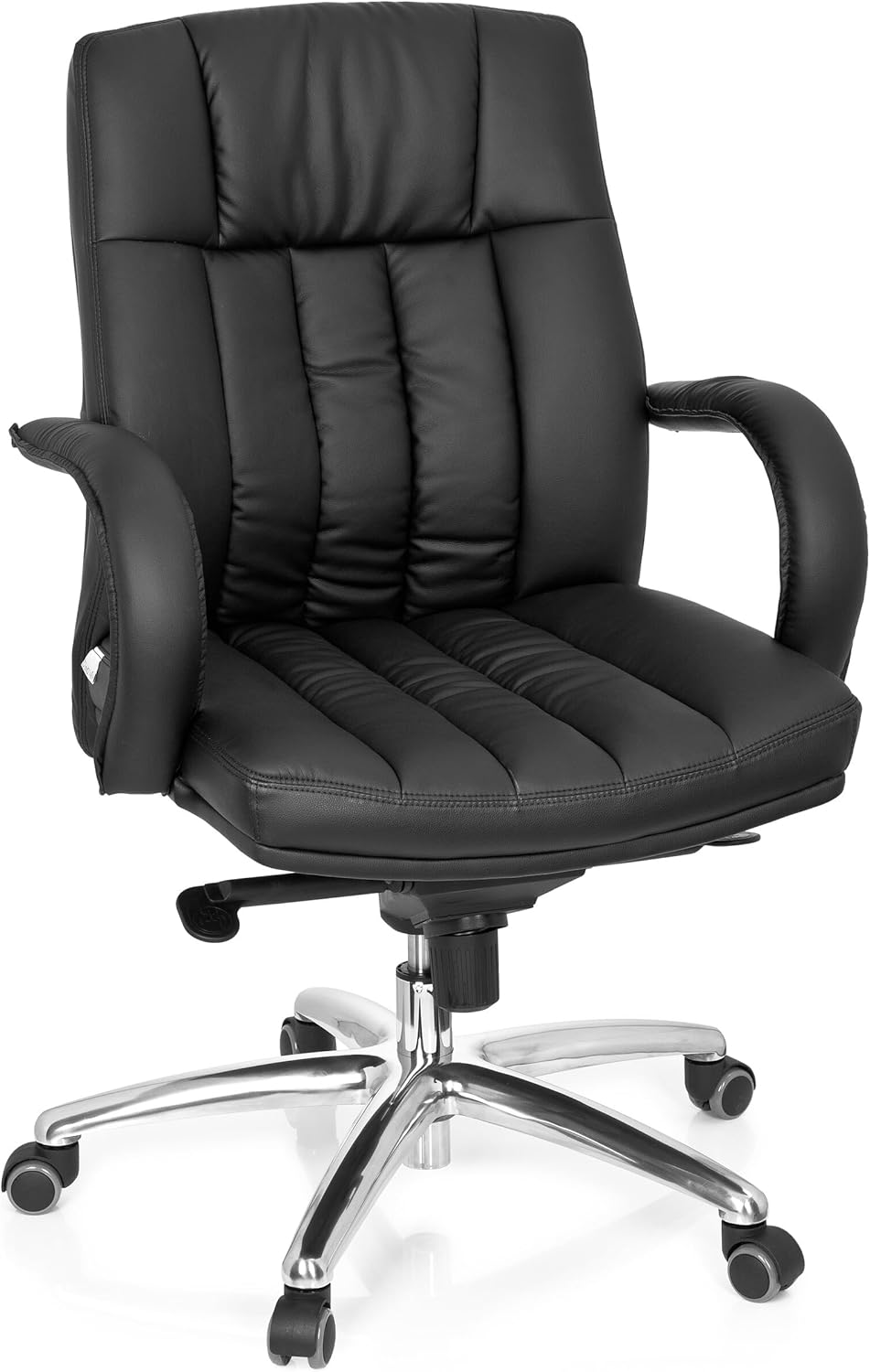 hjh OFFICE 724250 XXL G 100 managersstoel, kunstleer, zwart, bureaustoel, draaistoel gevoerd, lage rugleuning, tot 150 kg belastbaar
