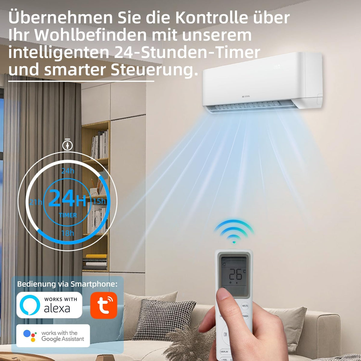 BE COOL Premium split-airconditioner T-PRO Series 12.000 BTU – slimme airconditioning voor je huis