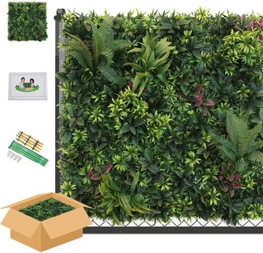 ULAND Kunstplant wandpanelen, 1 stuk van 1 m x 1 m kunstgroen, klimop Hedegs achtergrond, verticale tuin privacy hek scherm (B051JM)