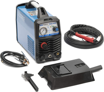 IPOTOOLS Plasmasnijder CUT-45R Plasmasnijder, 45A tot 12 mm snijvermogen, inverter, lasapparaat, plasma-snijder met IGBT/HF-ontsteking, blauw, 230 V