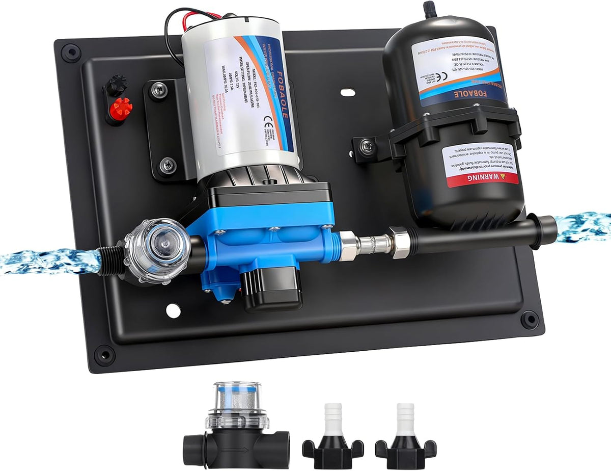 Waterpomp DC 12 V 3,8 bar 55 psi zelfaanzuigende drukpomp membraanpomp met drukschakelaar 5,5 GPM waterpomp en 0,75 l tank