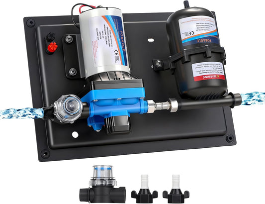 Waterpomp DC 12 V 3,8 bar 55 psi zelfaanzuigende drukpomp membraanpomp met drukschakelaar 5,5 GPM waterpomp en 0,75 l tank