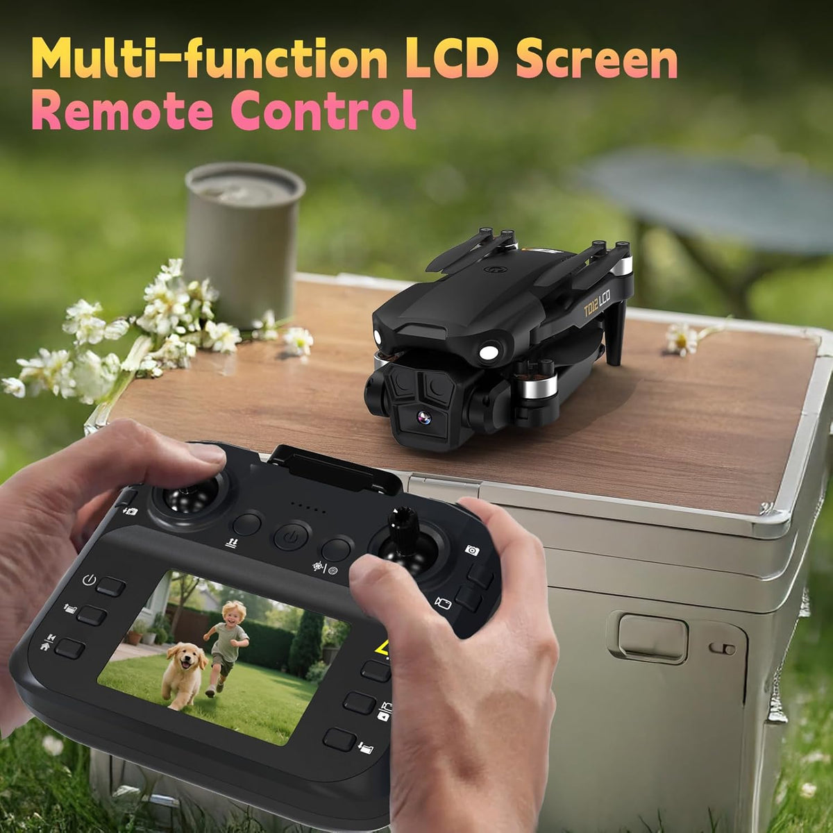 Opvouwbare Drone met Camera, Drones met LCD-schermtransmissie, Headless-modus, 90° Elektrische Aanpassing, RC Quadcopter voor Volwassenen, TD12LCD Drone voor Beginners