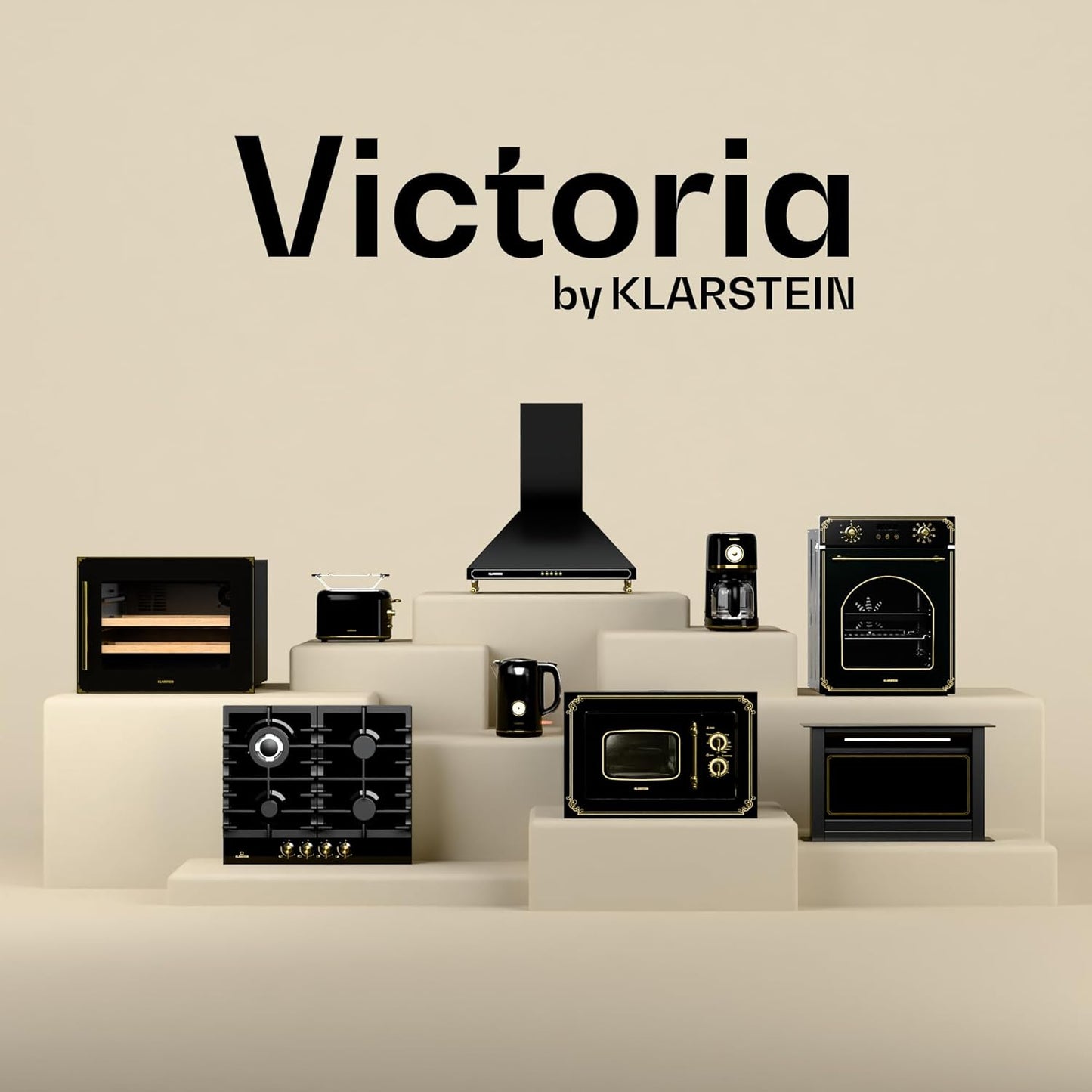 Klarstein Victoria Keramische kookplaat, 45 cm, 3-zone retro-kookplaat met touch-slider, 5000 W, dual-zone, timer en kinderbeveiliging, elektrische kookplaat in Victoria design