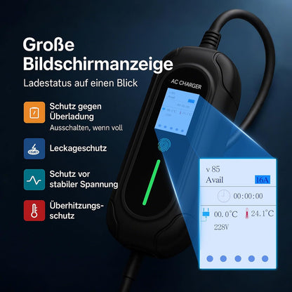 Mobiel Laadstation Elektrische Auto – EV Oplader – Laadpaal – Elektrische Autolader – 7-polige Stekker – 11 kW Snel Opladen – Driefasige 16 A 380 V