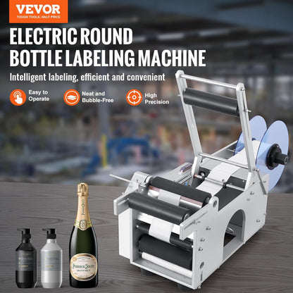 VEVOR Halfautomatische ronde etiketteermachine, 20-50 stuks/min, elektrische fles label-applicator voor ronde flessen, ronde fles etiketteermachine geschikt voor diameter van