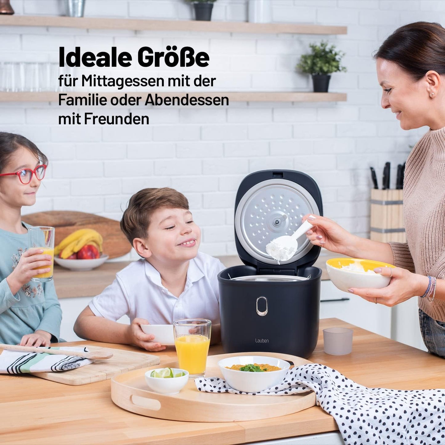 Lauben Low Sugar rijstkoker rijstkoker met low-sugar-functie, 3 l volume, 6 modi, vertraagde start, warm houden, anti-aanbak-keramisch oppervlak, vaatwasmachinebestendig, kookboek, overloopbeveiliging